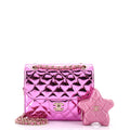 Chanel Classic Single Flap Bag with Star Coin Purse Quilted Metallic Leather Mini