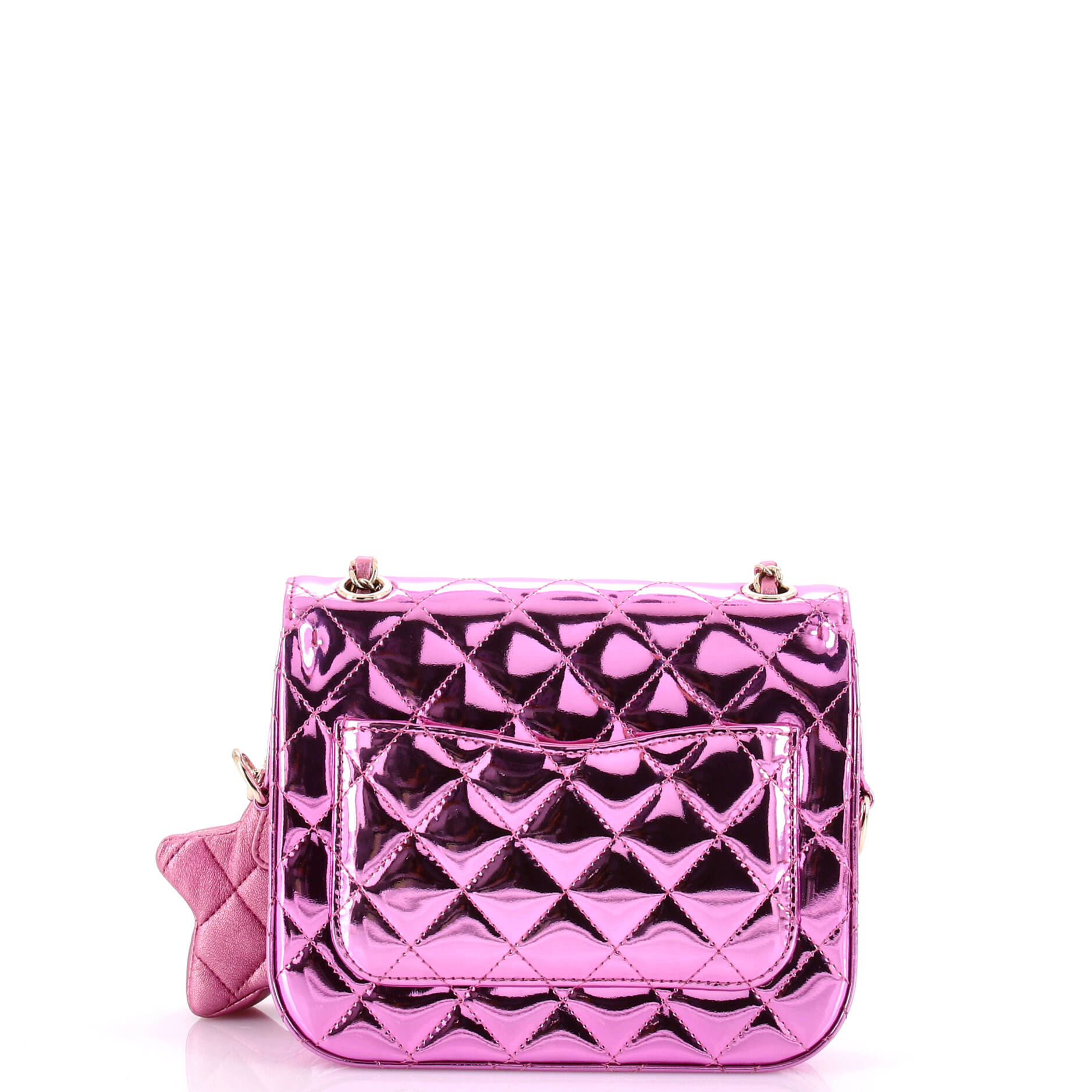 Chanel Classic Single Flap Bag with Star Coin Purse Quilted Metallic Leather Mini