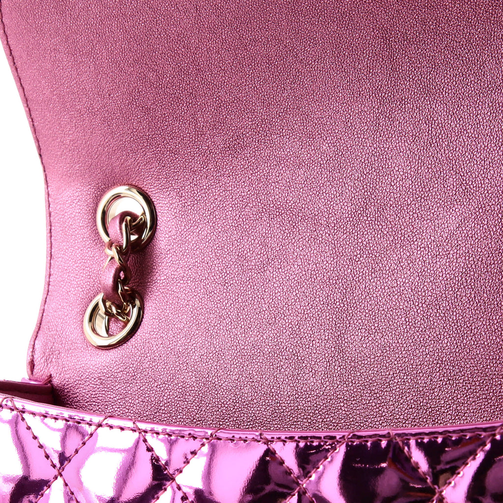 Chanel Classic Single Flap Bag with Star Coin Purse Quilted Metallic Leather Mini