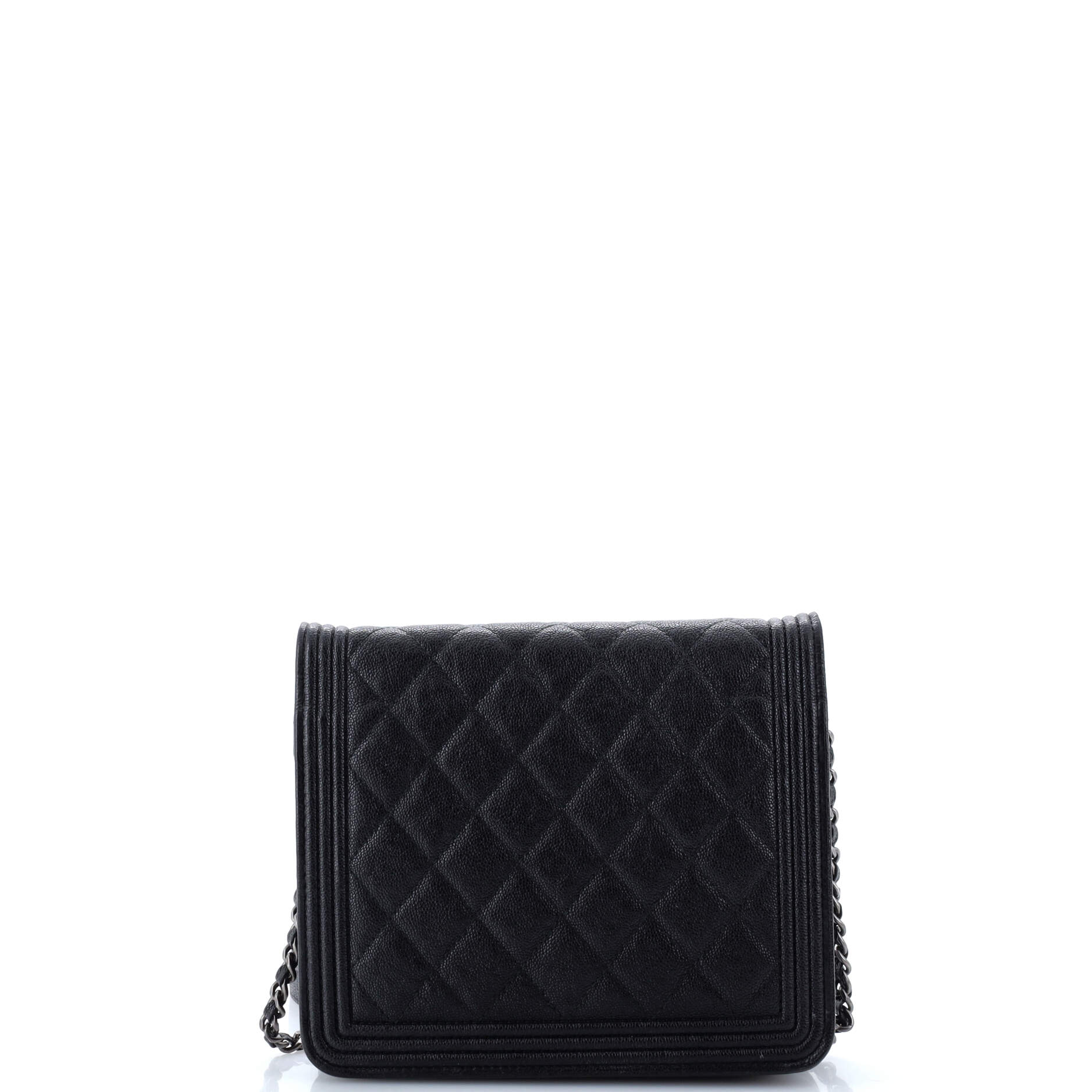 Chanel Boy Square Wallet on Chain Quilted Caviar