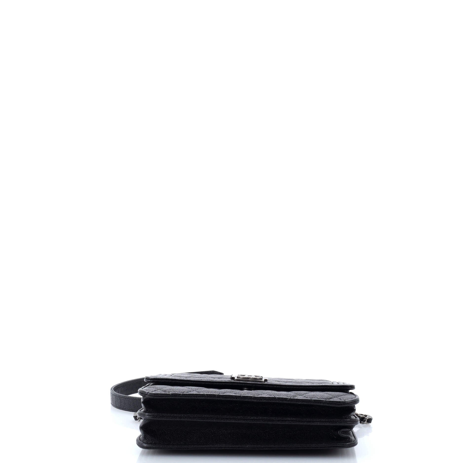 Chanel Boy Square Wallet on Chain Quilted Caviar