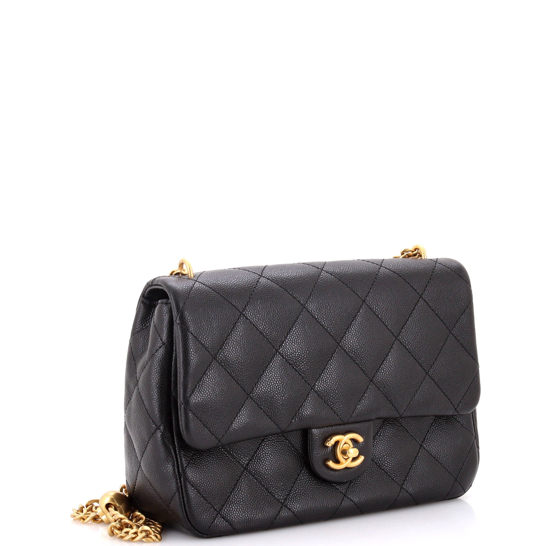 Chanel Sweet Heart Chain Flap Bag Quilted Caviar Medium