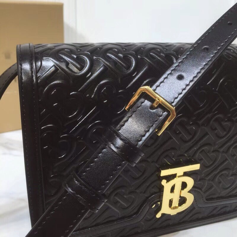 Small TB Crossbody Bag Quilted Monogram Black For Women, Bags 8.3in/21cm