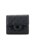 Chanel So Black CC Compact Classic Flap Wallet Quilted Lambskin