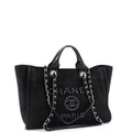 Chanel Deauville Tote Pearl Embellished Canvas Medium