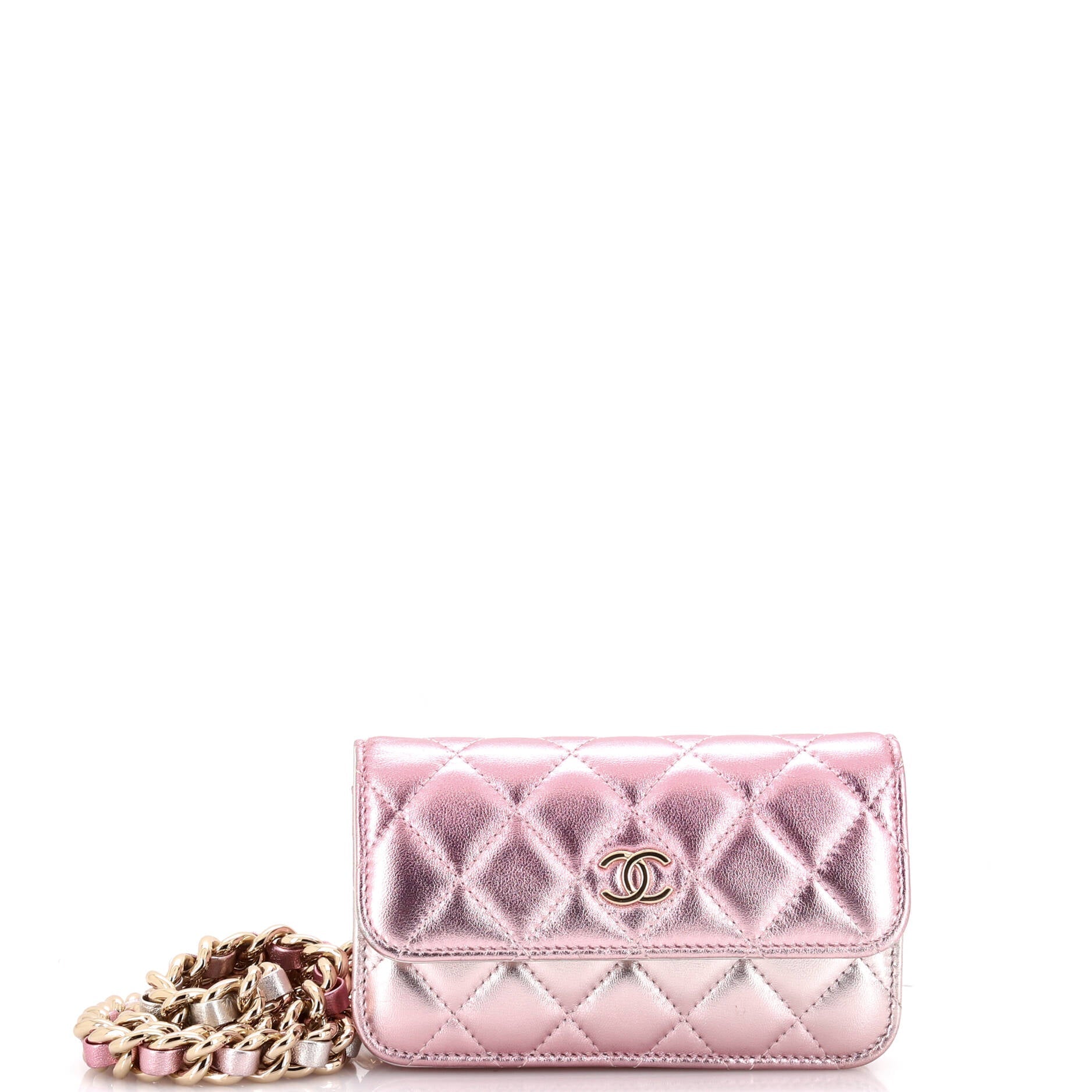 Chanel Coco Punk Chain Clutch Quilted Gradient Metallic Lambskin
