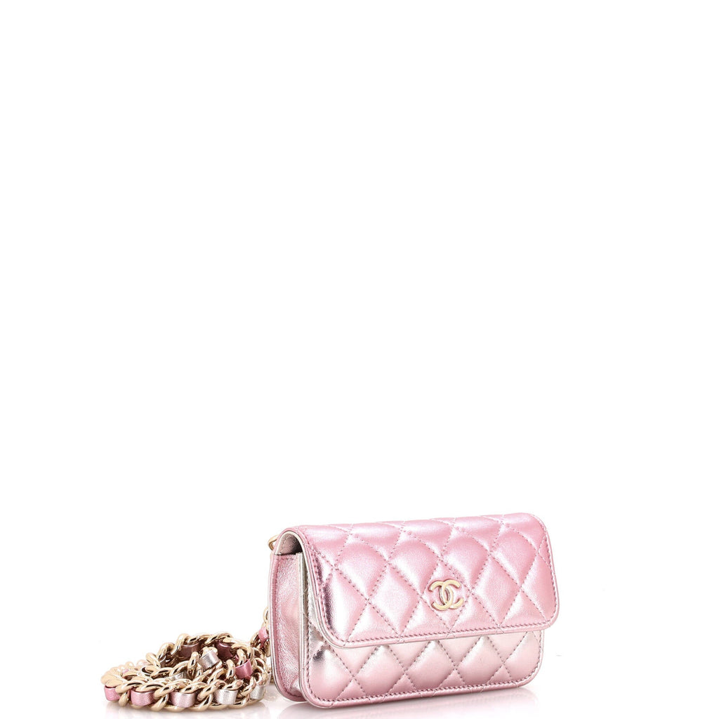 Chanel Coco Punk Chain Clutch Quilted Gradient Metallic Lambskin