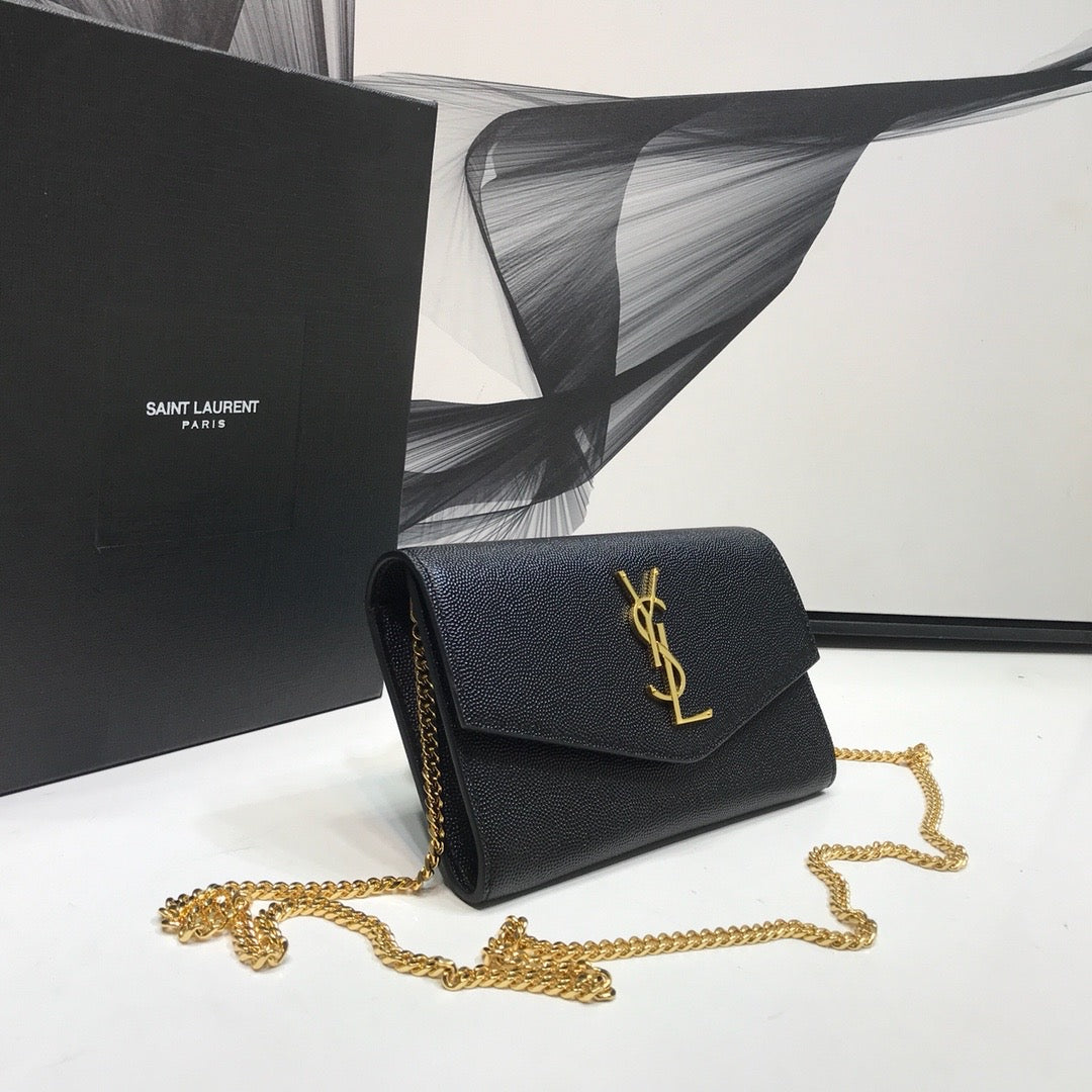 YSSL Uptown Chain Wallet Black For Women 7in/19cm YSL 6077881GF0J1000