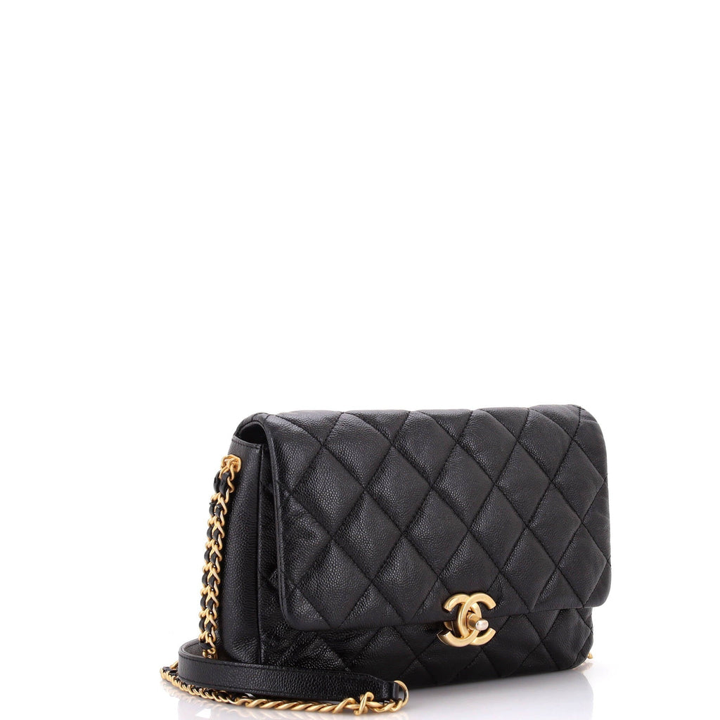 Chanel Chain Melody Flap Bag Quilted Caviar Medium
