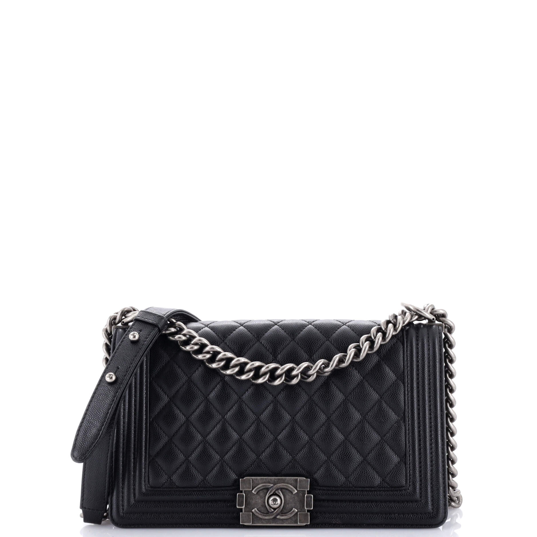 Chanel Boy Flap Bag Quilted Caviar Old Medium