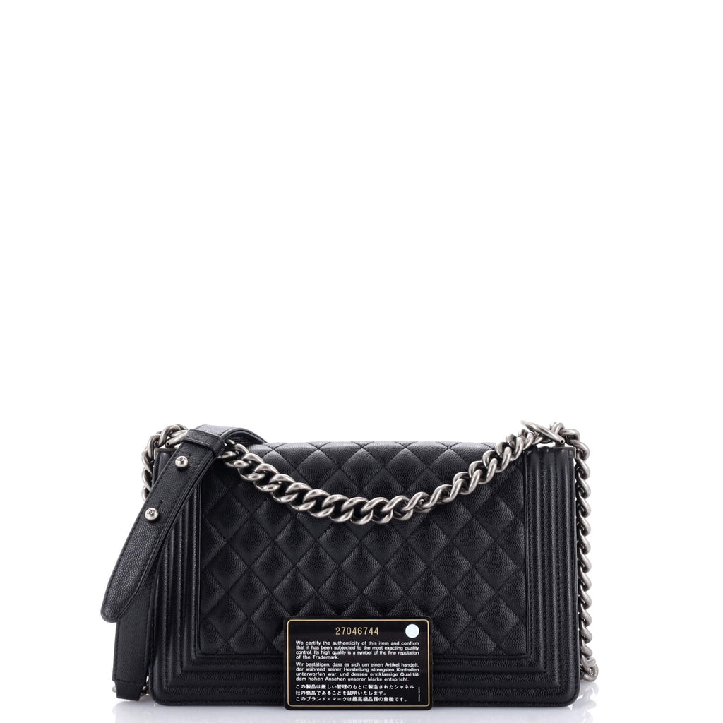Chanel Boy Flap Bag Quilted Caviar Old Medium