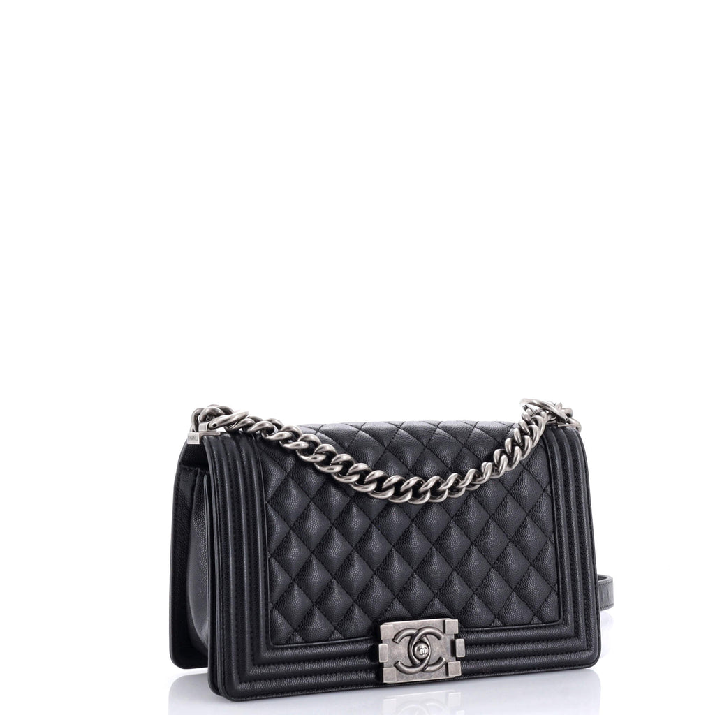 Chanel Boy Flap Bag Quilted Caviar Old Medium
