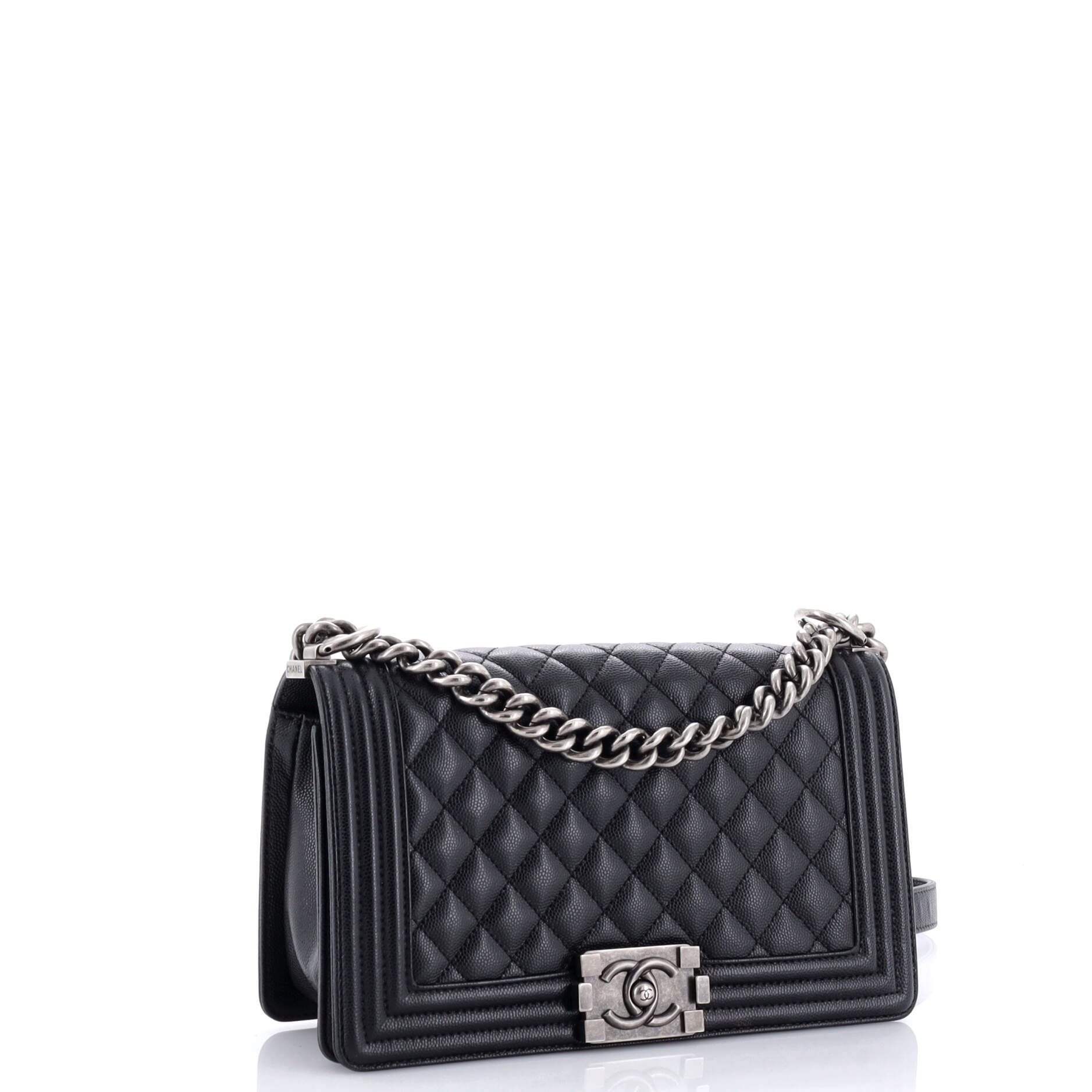 Chanel Boy Flap Bag Quilted Caviar Old Medium