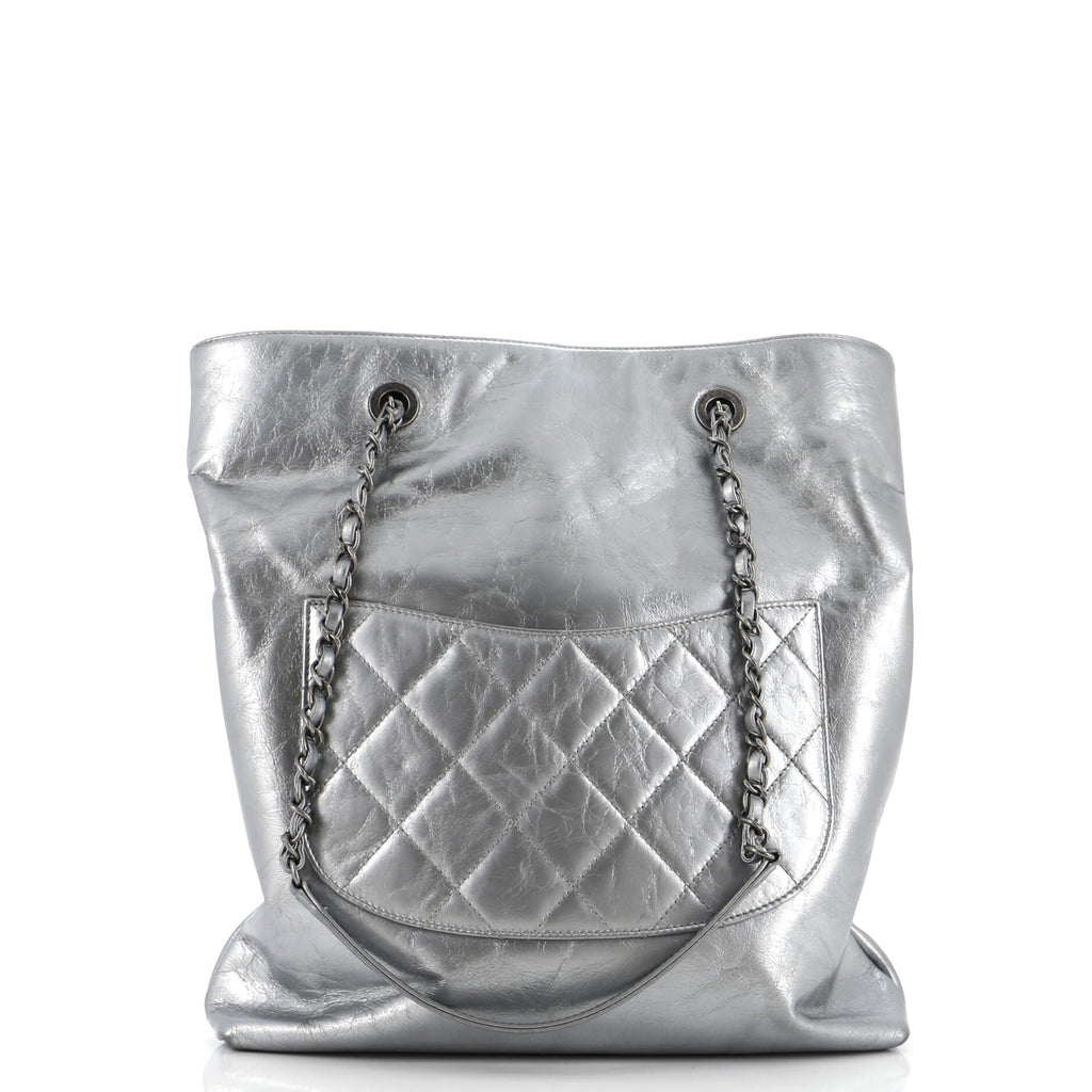 Chanel Signature Shopping Tote Leather with Metal