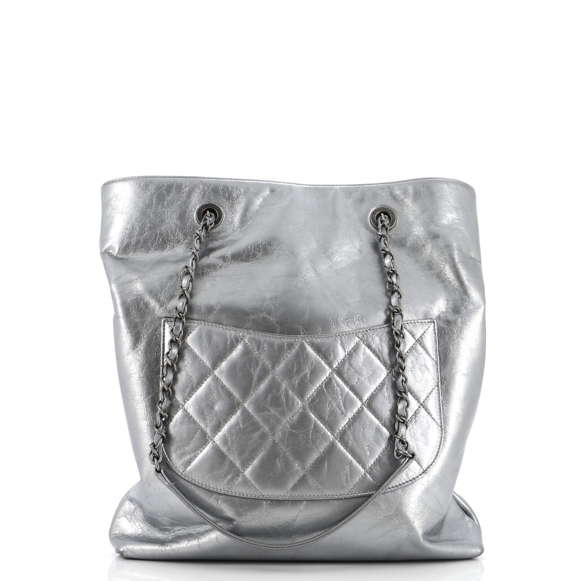 Chanel Signature Shopping Tote Leather with Metal
