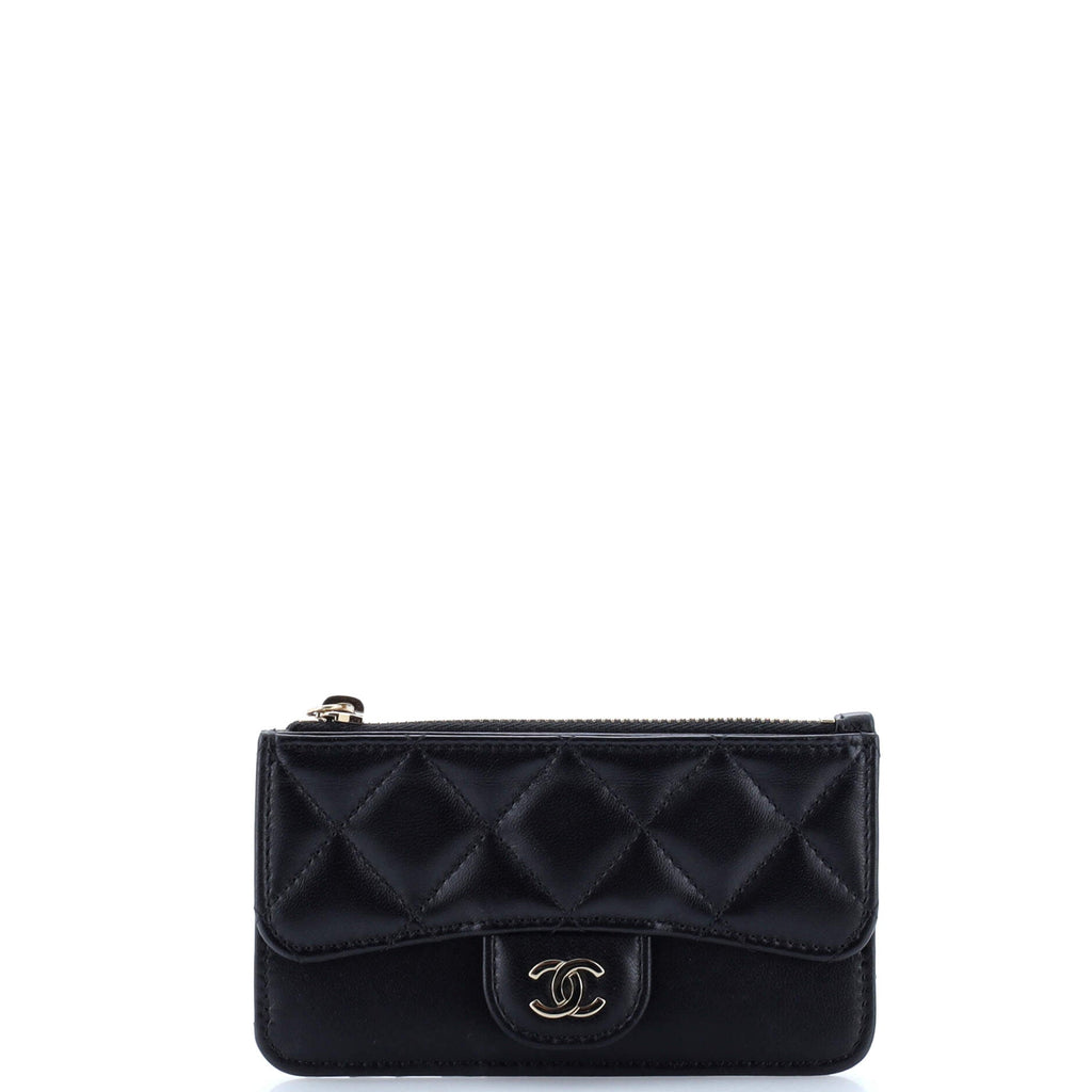 Chanel Flap Zip Card Holder Quilted Lambskin