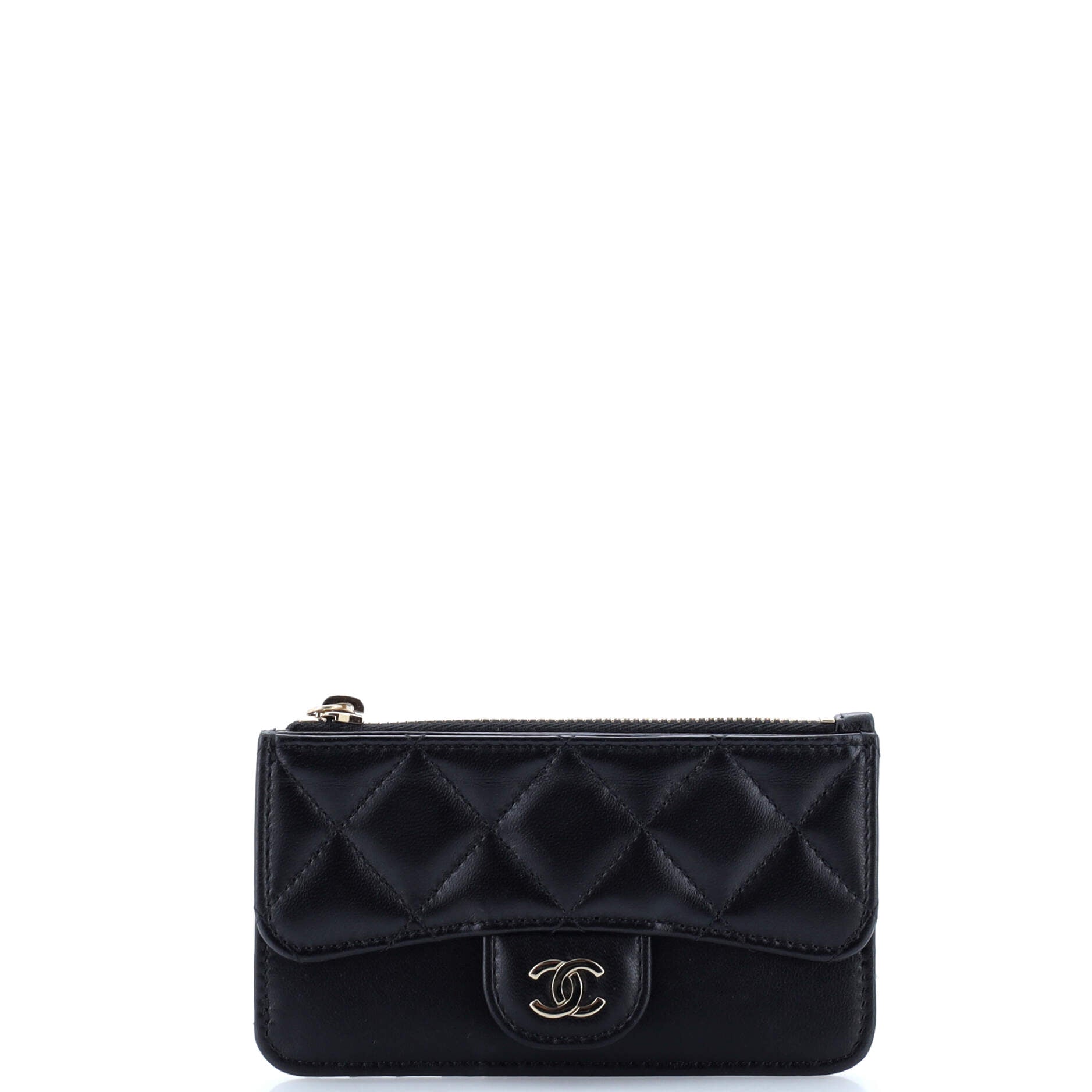 Chanel Flap Zip Card Holder Quilted Lambskin