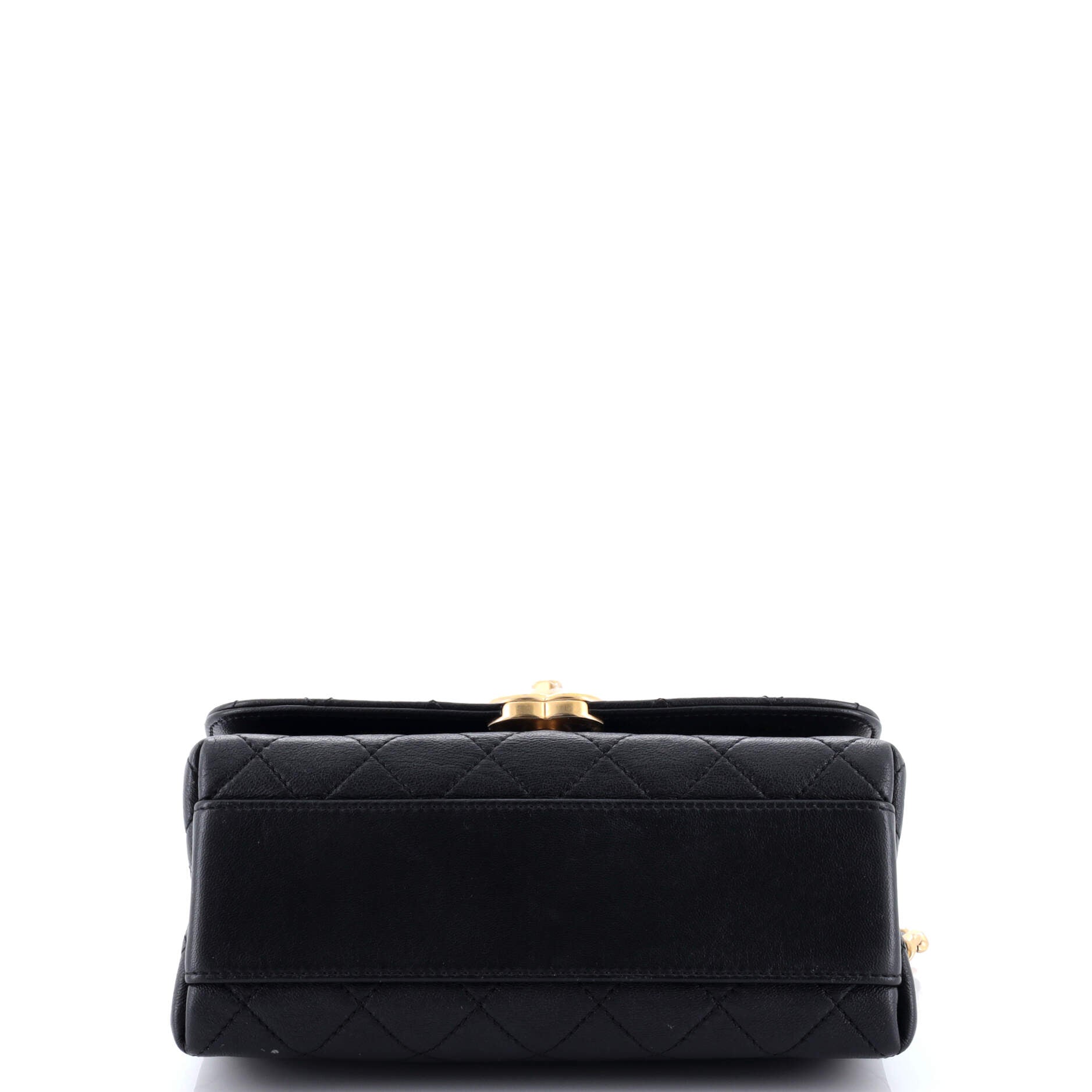 Chanel La Parisienne Chain Top Handle Flap Bag Quilted Lambskin Medium