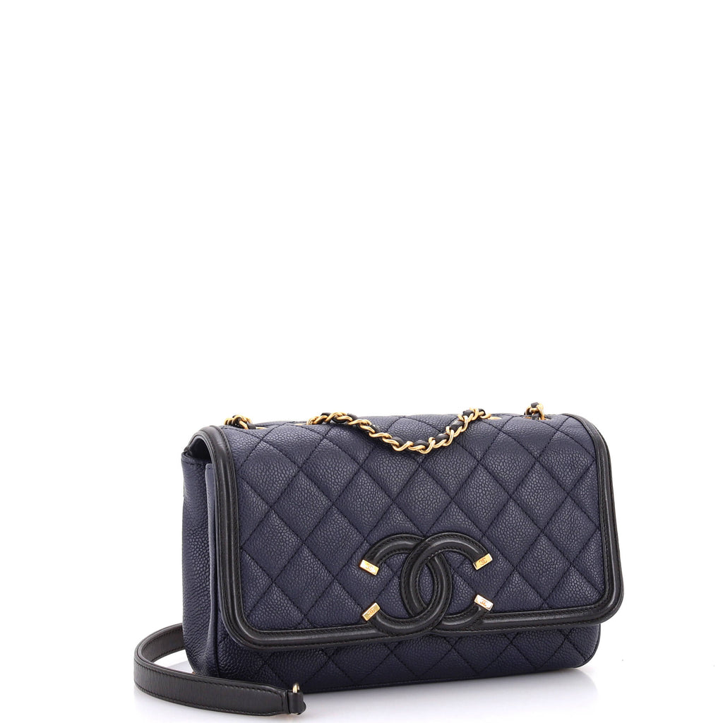 Chanel Filigree Flap Bag Quilted Caviar Small