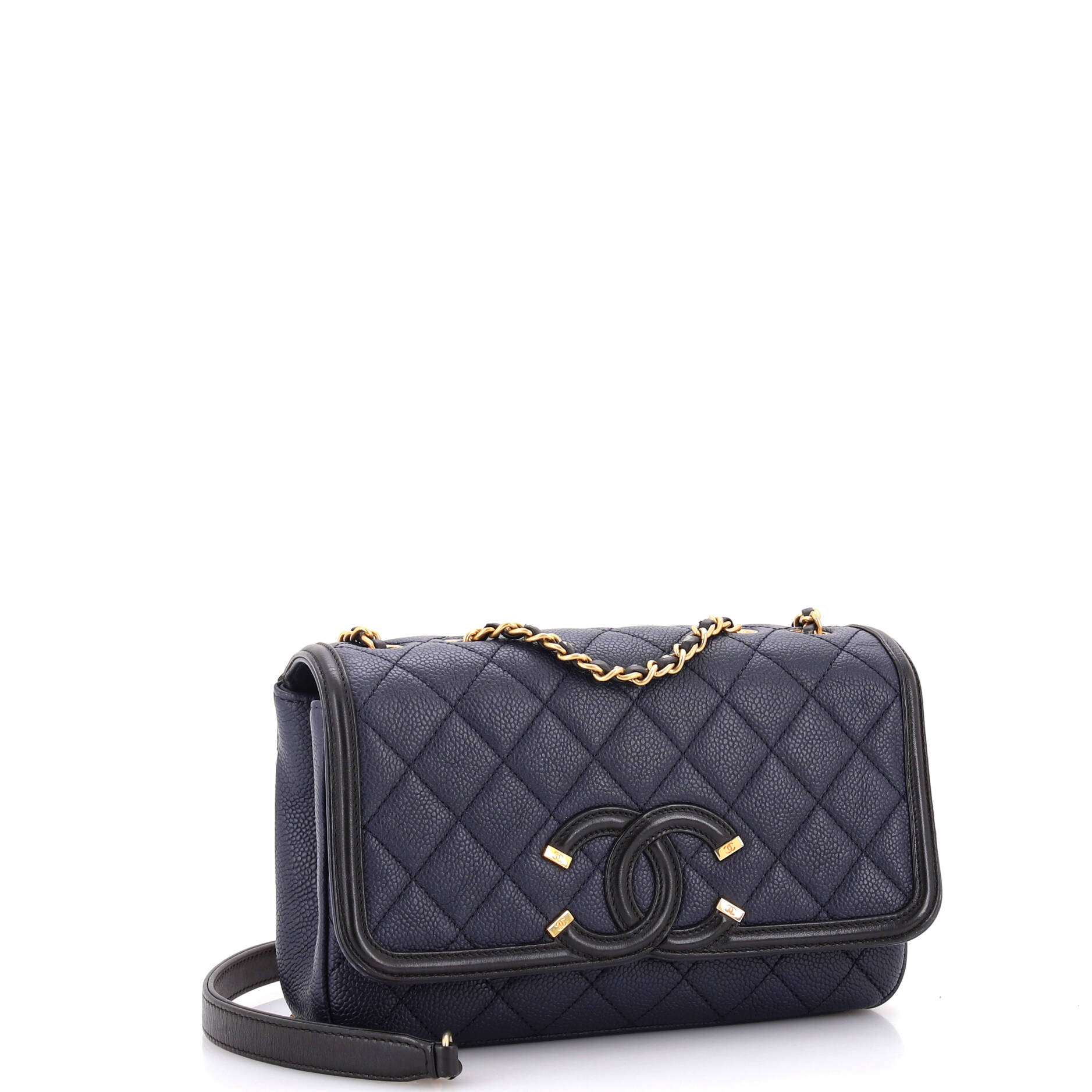 Chanel Filigree Flap Bag Quilted Caviar Small