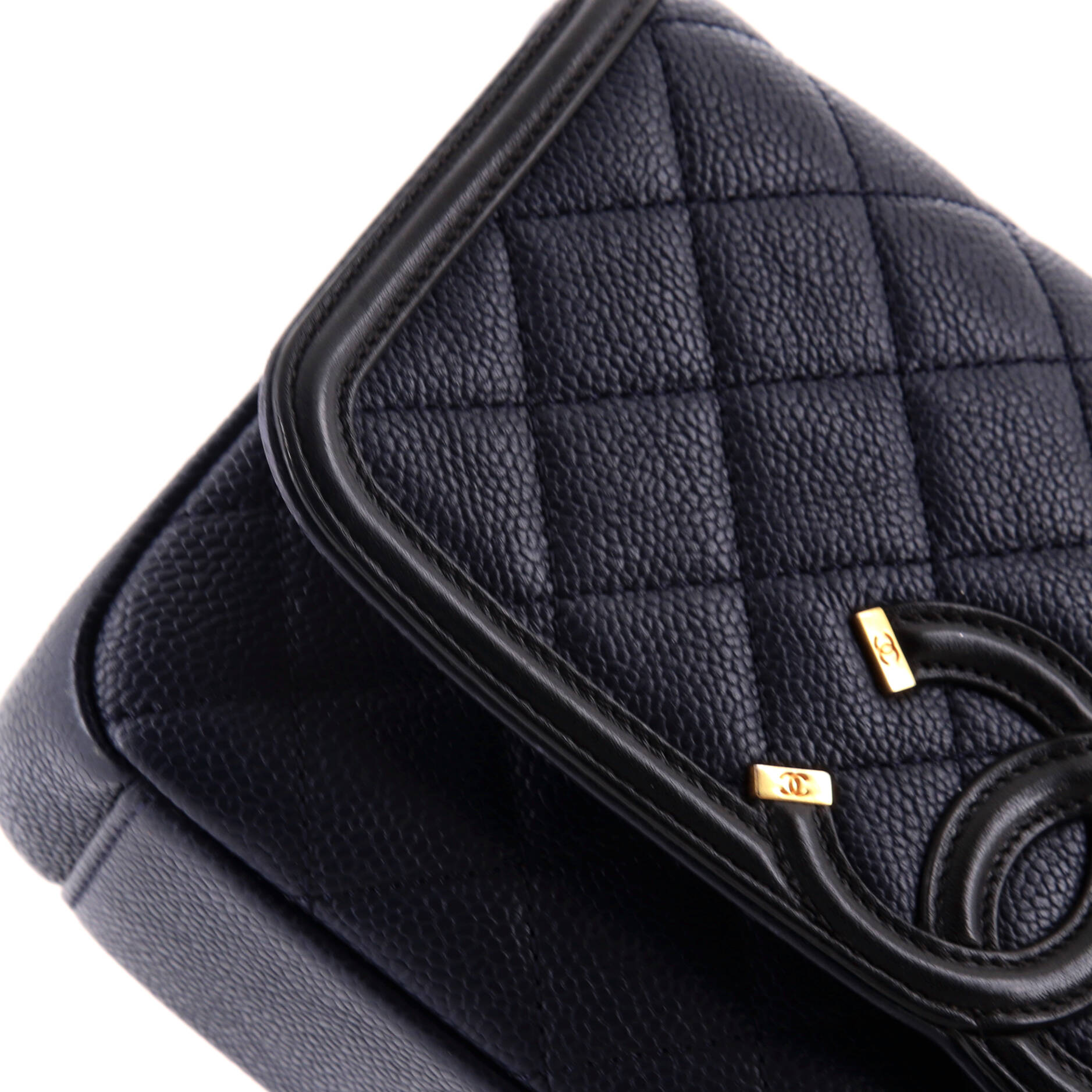 Chanel Filigree Flap Bag Quilted Caviar Small