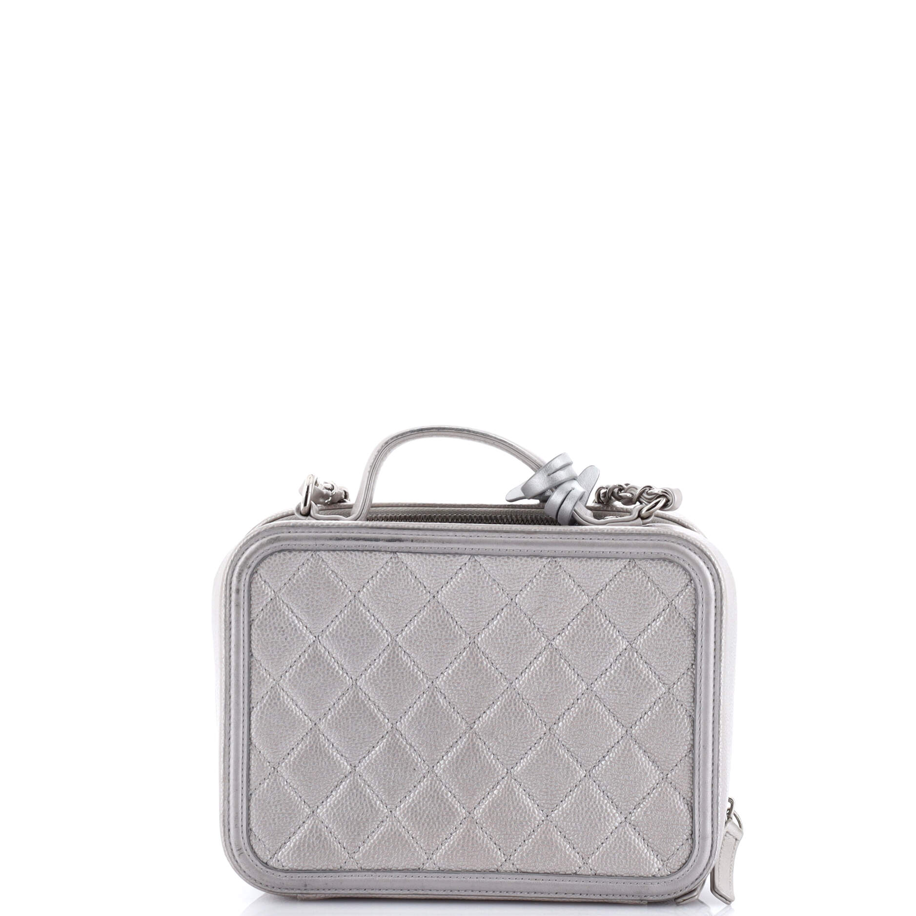 Chanel Filigree Vanity Case Quilted Metallic Caviar Medium