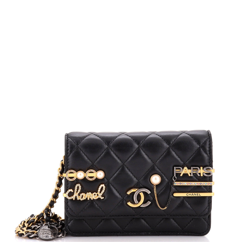 Chanel Coco Clips Wallet on Chain Embellished Quilted Lambskin Mini