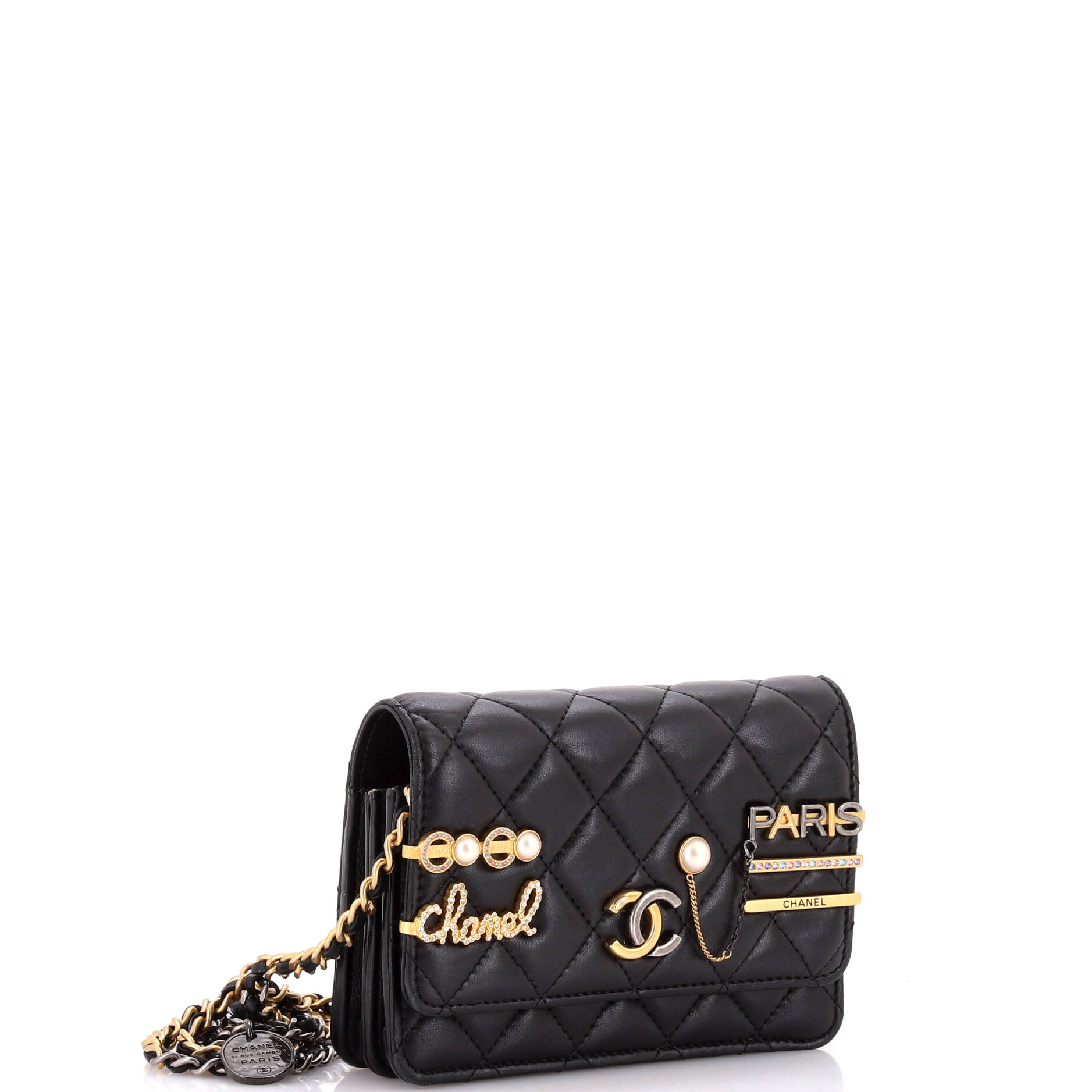 Chanel Coco Clips Wallet on Chain Embellished Quilted Lambskin Mini