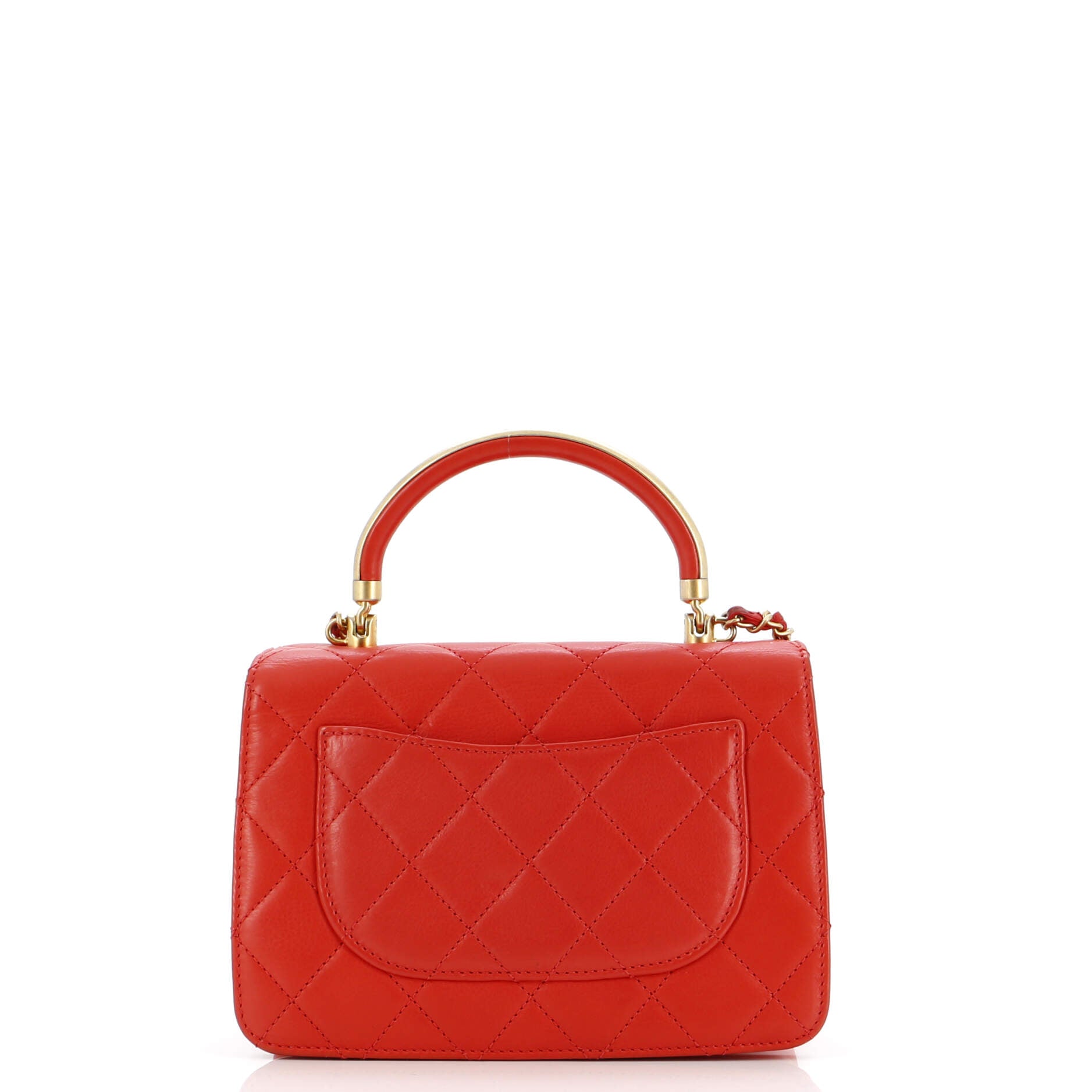 Chanel Gold Top Handle Bag Quilted Lambskin Small