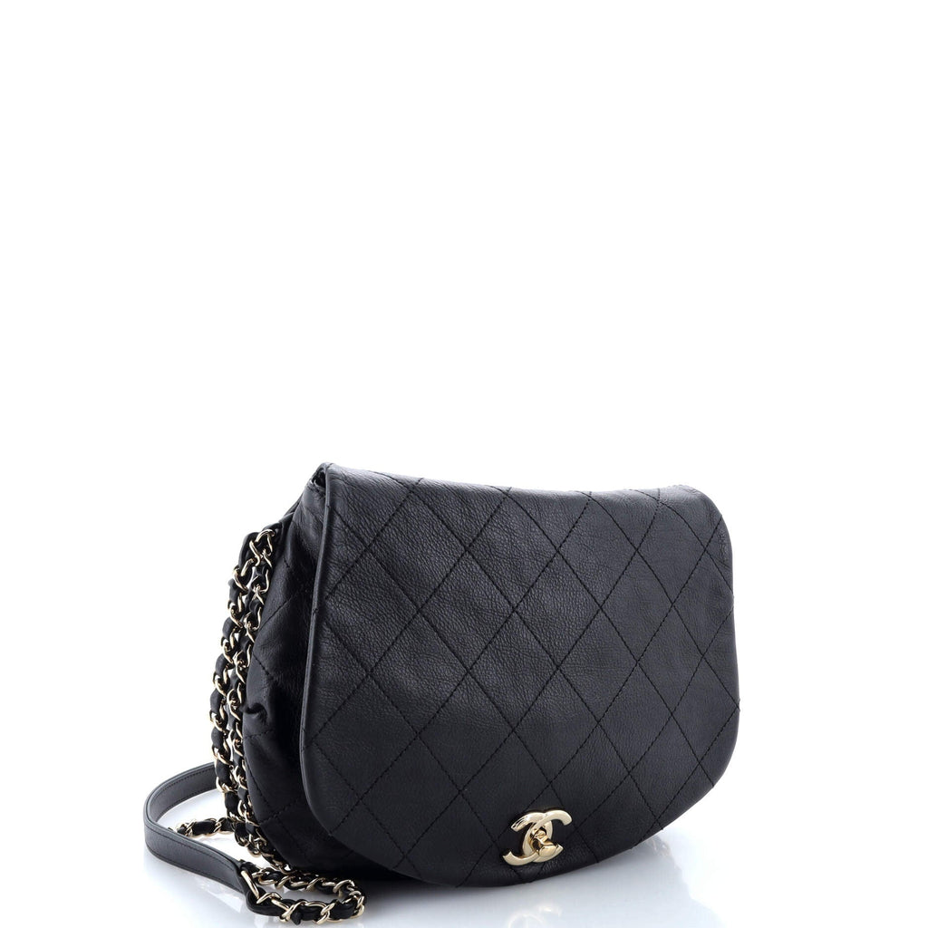 Chanel Chain Around Saddle Flap Bag Quilted Calfskin Small