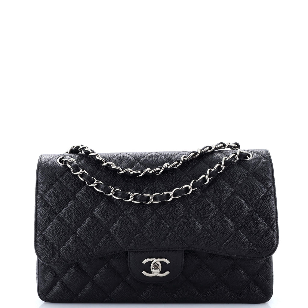 Chanel Classic Double Flap Bag Quilted Caviar Jumbo