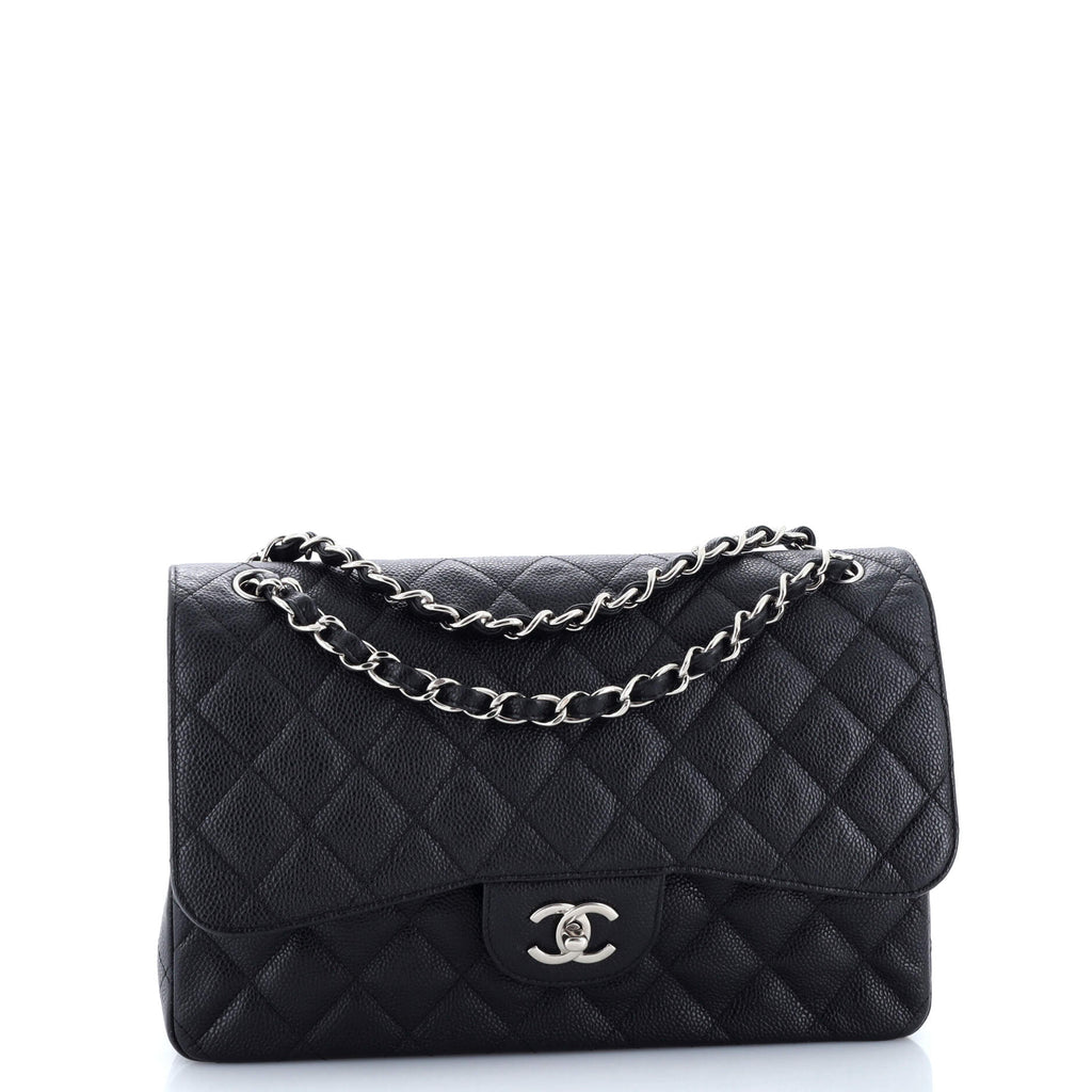 Chanel Classic Double Flap Bag Quilted Caviar Jumbo