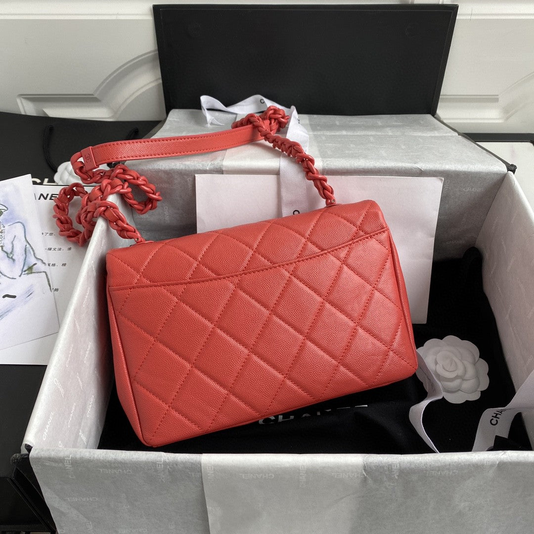 ChanelGlamIap Bag Red Hardware Grained Red For Women Handbags, Shoulder Bags 9.4in/24cm AS2303