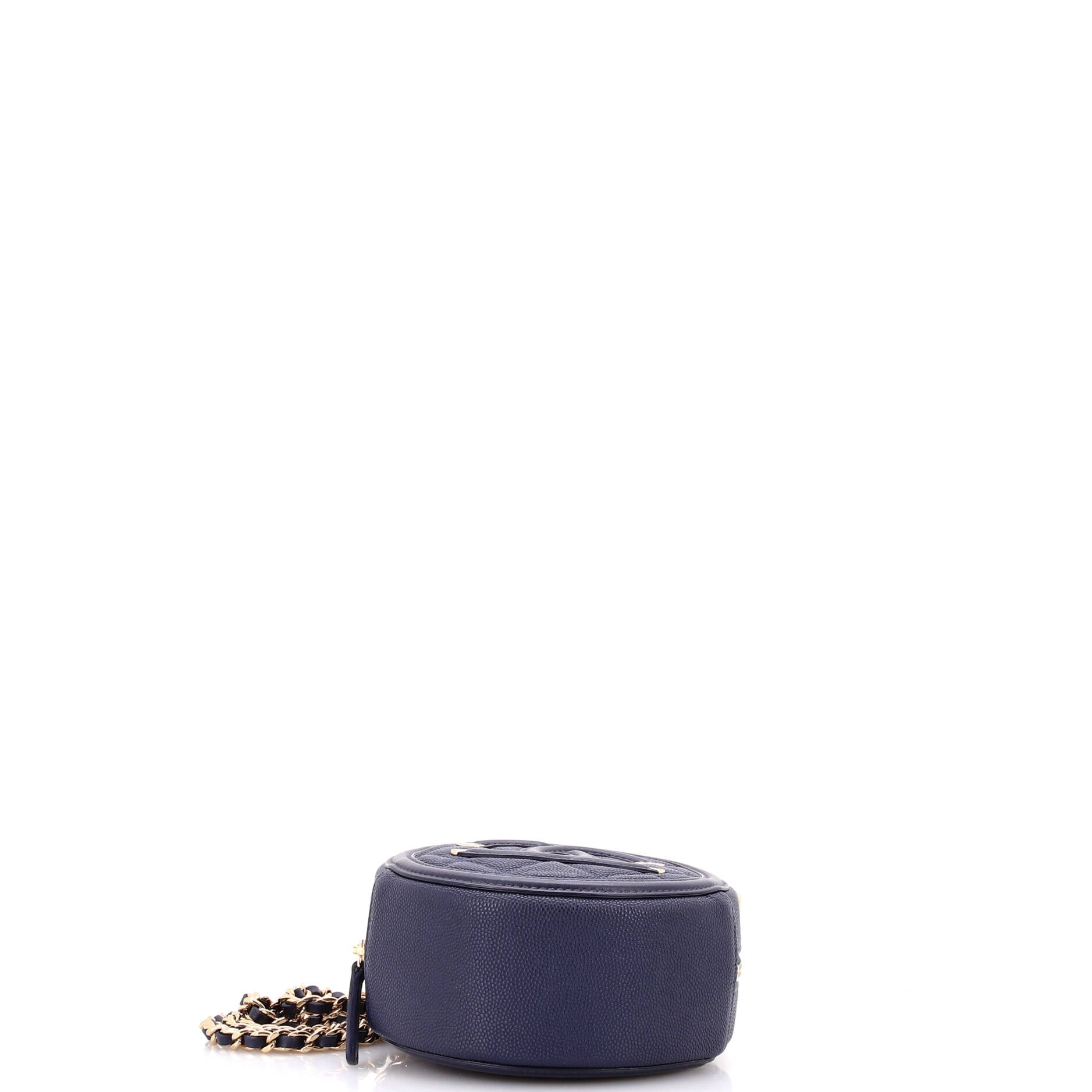 Chanel Filigree Round Clutch with Chain Quilted Caviar Mini