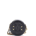 Chanel Filigree Round Clutch with Chain Quilted Caviar Mini