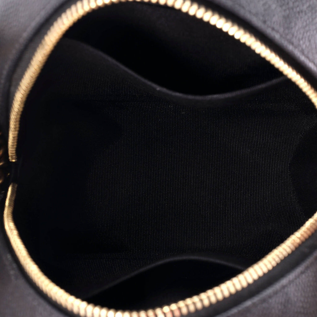 Chanel Filigree Round Clutch with Chain Quilted Caviar Mini
