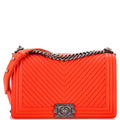 Chanel Boy Flap Bag Chevron Wrinkled Lambskin New Medium