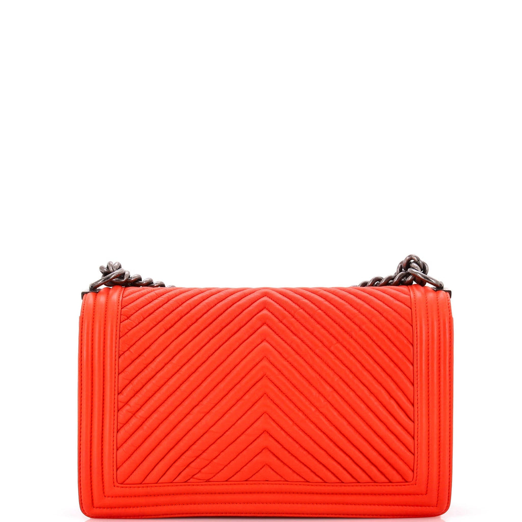 Chanel Boy Flap Bag Chevron Wrinkled Lambskin New Medium