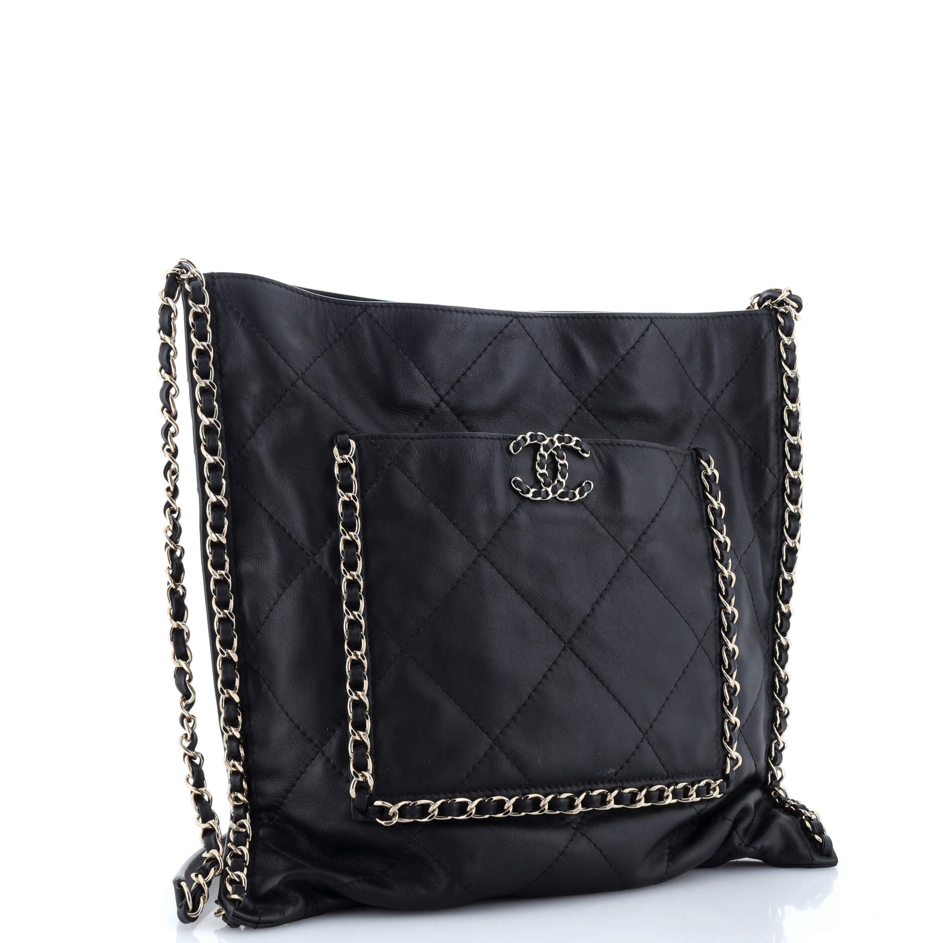 Chanel Flat Shopping Bag Quilted Calfskin Medium