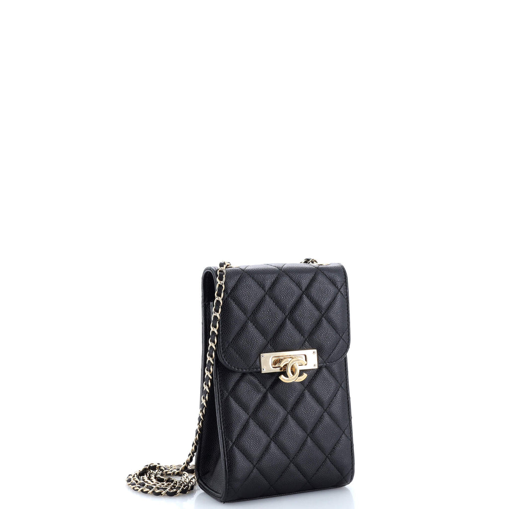Chanel Golden Class Phone Holder Crossbody Bag Quilted Caviar