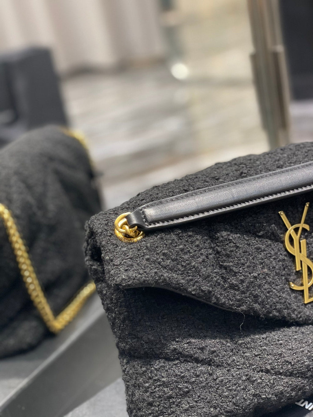 YSSL Puffer Small Chain Bag Black For Women, Women’s Bags 11in/29cm YSLâ