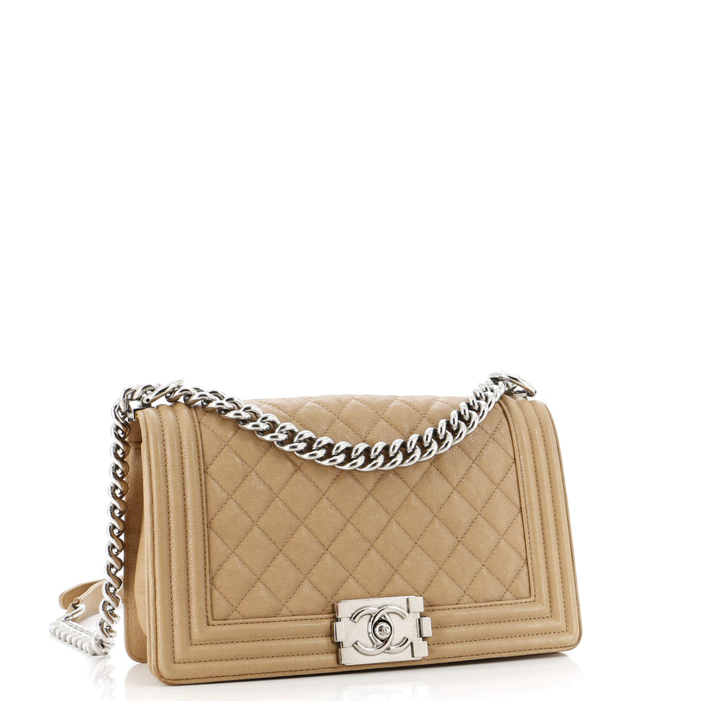Chanel Boy Flap Bag Quilted Caviar Old Medium