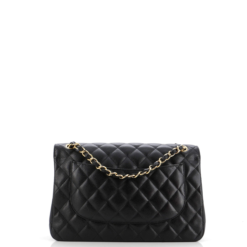 Chanel Classic Double Flap Bag Quilted Caviar Jumbo
