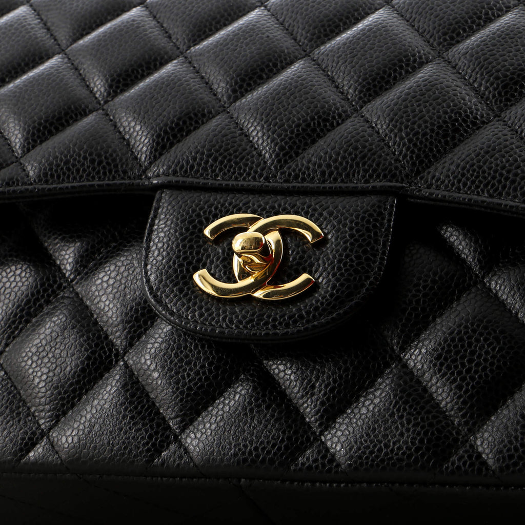 Chanel Classic Double Flap Bag Quilted Caviar Jumbo