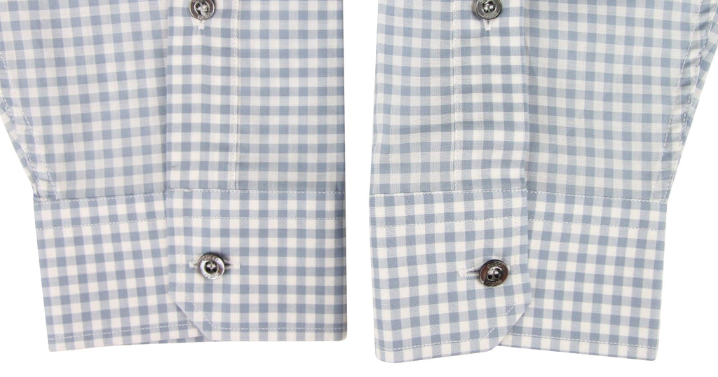 Gucci Men's Blue Topaz / White Cotton Vichy Checkered Slim Shirt