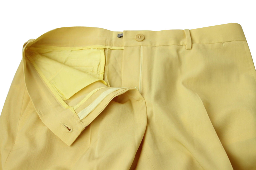 Bottega Veneta Women's Belt Line Yellow Virgin Wool Dress Pant (42, Yellow)