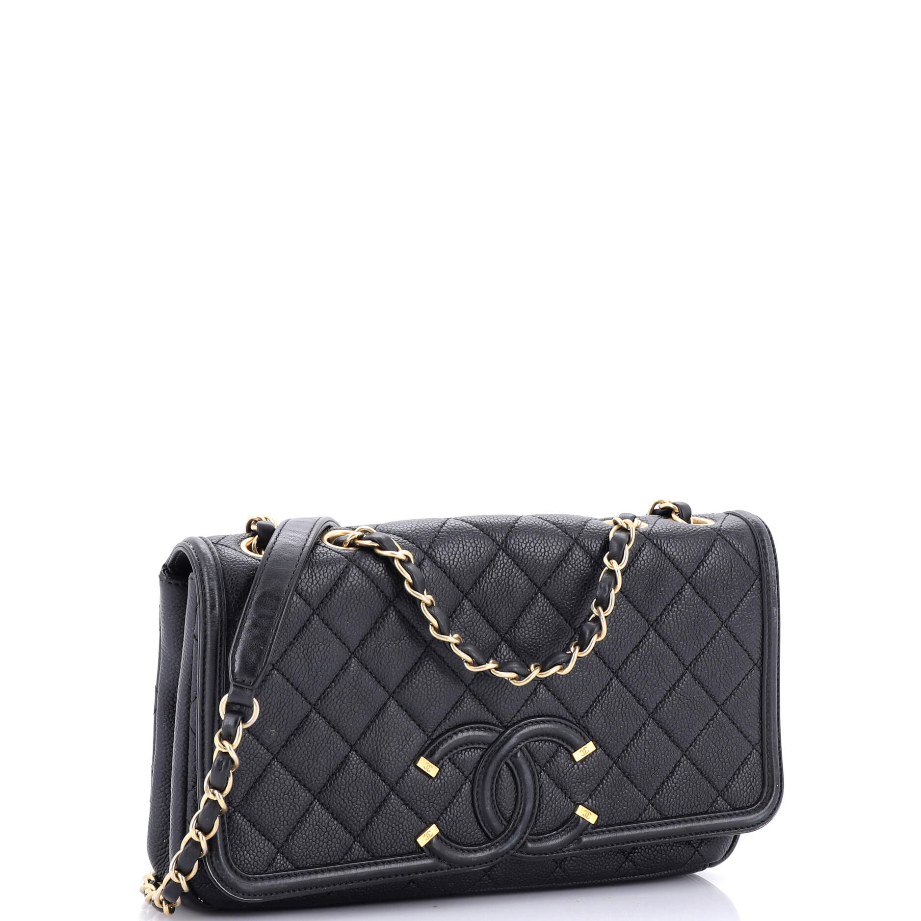 Chanel Filigree Flap Bag Quilted Caviar Medium