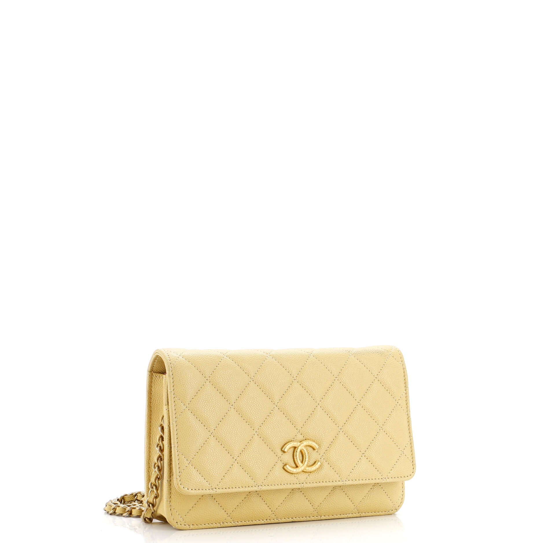 Chanel Textured CC Wallet on Chain Quilted Caviar