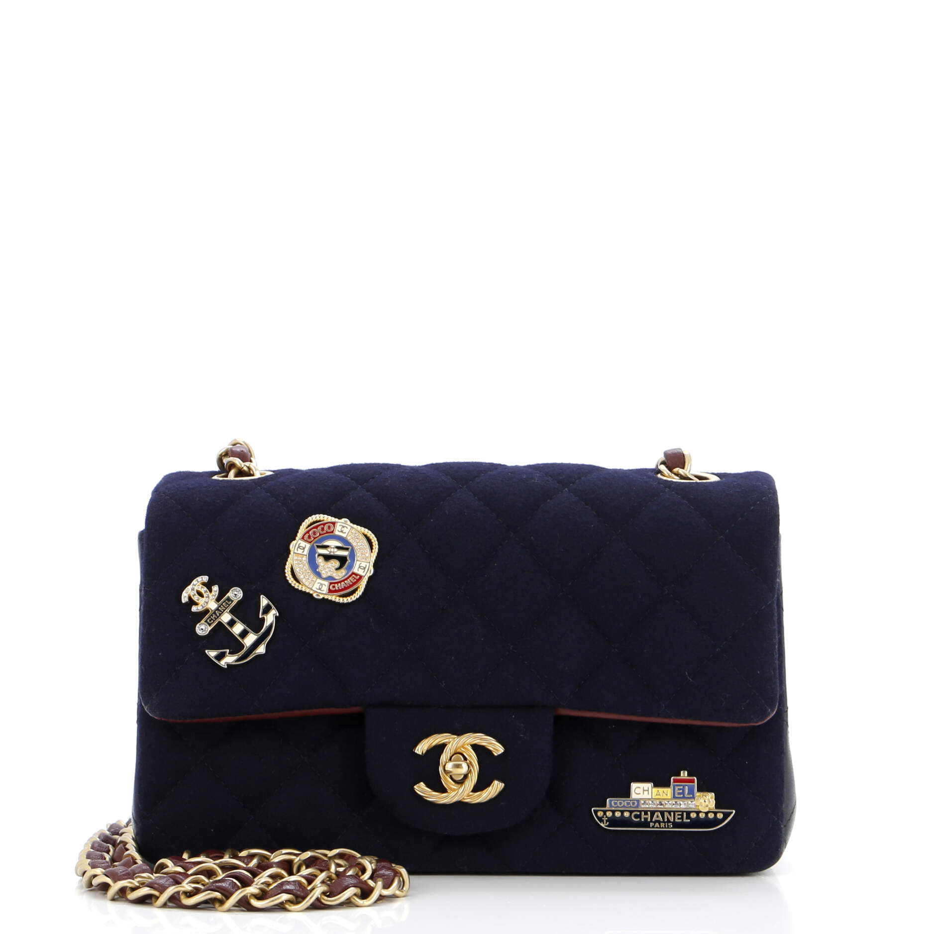 Chanel Paris-Hamburg Charms Classic Single Flap Bag Quilted Wool and Lambskin Mini