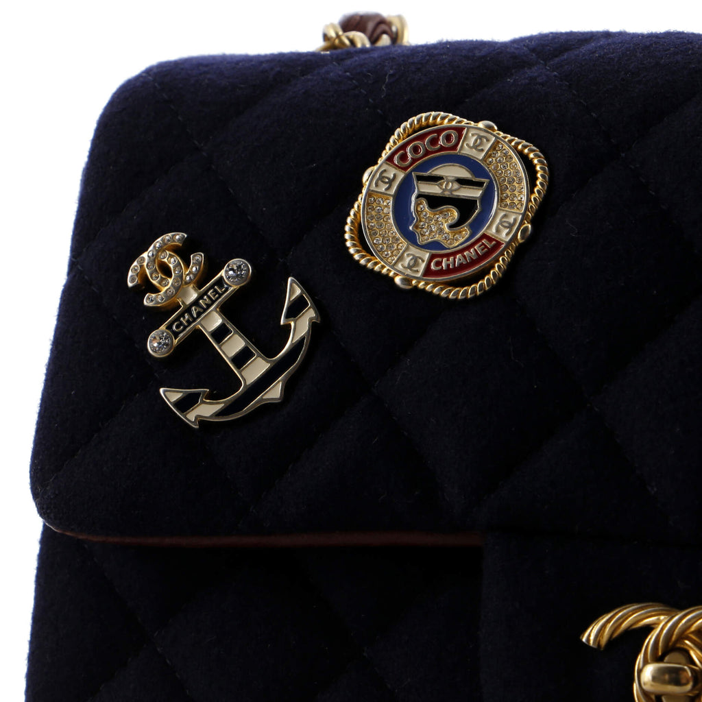 Chanel Paris-Hamburg Charms Classic Single Flap Bag Quilted Wool and Lambskin Mini
